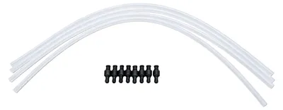 Image de 4 tuyaux en silicone pour lait, de remplacement, avec 8 connecteurs, pour machine à café automatique. Contenu : 4 tuyaux transparents + 8 raccords de remplacement