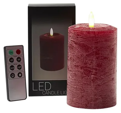 Produktbild von Branded By LED-Stumpenkerze Ø 7,6 × 12 cm - Rot