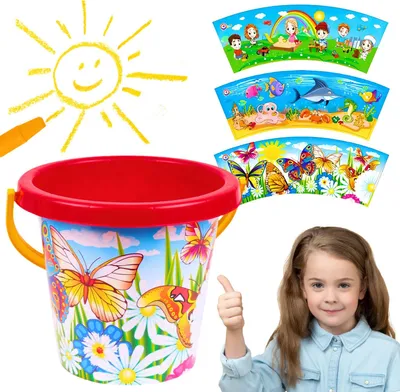 Zdjęcie produktu dla Wiaderko Do Zabawy W Piasku Wodzie Kolorowy Nadruk Plaża Dla Dzieci