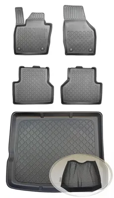 Produktbild von SET Kofferraumwanne Gummifußmatten für Audi Q3 8U Steilheck Geländewagen SUV 5-türer 2011- Notrad, erhöhte Ladefläche