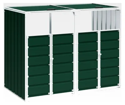 Produktbild von Mülltonnenbox für 2 Tonnen Grün 144x81x113 cm aus Stahl