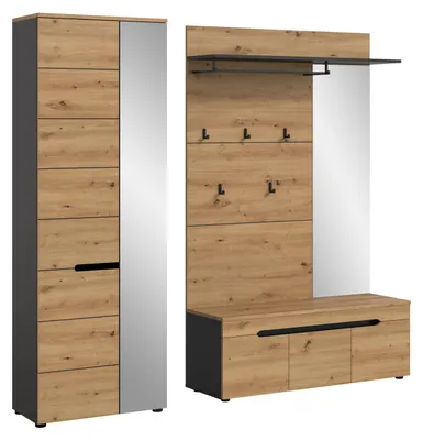 Produktbild von Garderoben-Set Canu 1 | Basalt grau / Artisan Eiche | 3-teilig