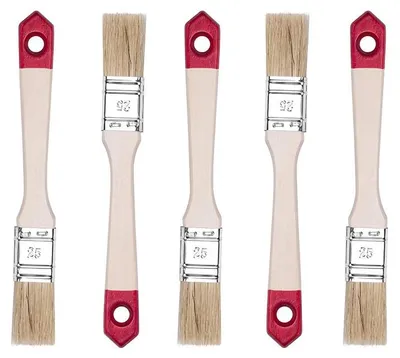 Zdjęcie produktu dla Zestaw 5 płaskich pędzli Hardy Working Tools, seria 40, o szerokości 25 mm, z naturalnym jasnym borowikiem
