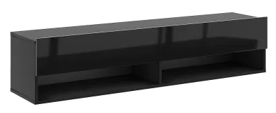 Produktbild von "Derby" Hänge TV-Schrank mit Regalfächern für Fernseher, in Schwarz Glanz 140 x 33 x 31 cm