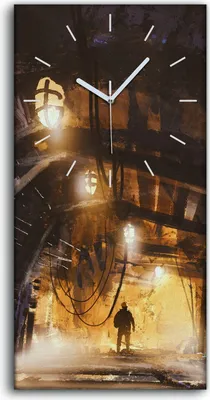 Produktbild von Dekor Leinwand Uhr Wandbilder 30x60 innerhalb des Minenschachtes mit Nebel - weiße Hände