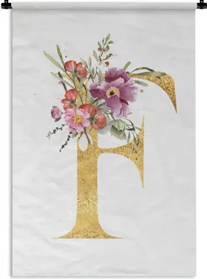 Produktbild von MuchoWow® Wandteppich Wandbehang Brief - Blume - Illustration 120x180 cm Tapisserie Dekoration Wandtuch - Schlafzimmer - Dekorationen für das Haus