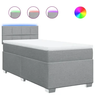 Produktbild von Boxspringbett mit Matratze Hellgrau 100x200 cm Stoff