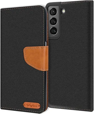 Produktbild von Conie Jeans Style Klapp Tasche für Samsung Galaxy S22 Plus Kartenfach Hülle Rundumschutz in Schwarz