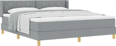 Image de vidaXL Lit boxspring avec matelas gris clair 180 x 200 cm Tissu