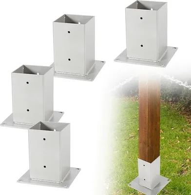Produktbild von Faziango Aufschraubhülse 90x90 mm Pfostenträger, 4er Set Pfostenschuh für Vierkant- & Holzpfosten, Bodenhülse für Zaun, Carport & Pergola