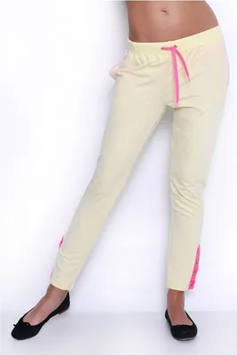 Produktbild von Damen Jogging Hose mit Taschen Sport Freizeit Hose ,Gr. S/M Pastellgelb