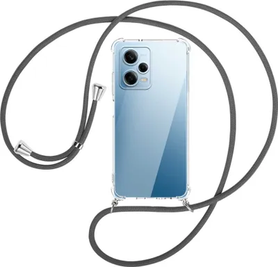Produktbild von Handykette Backcover-Schutzhülle mit Band (Metall silberfarben) für Xiaomi Redmi Note 12 Pro (6.67'') - dunkelgrau
