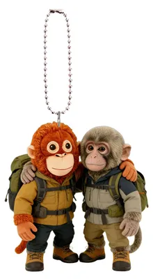 Produktbild von Affen-Schlüsselanhänger, niedlicher Baby-Affe aus Acryl, 2D-Affe mit Plüschtier, Anhänger zum Aufhängen an Rucksack, Handtasche und Autoschlüssel
