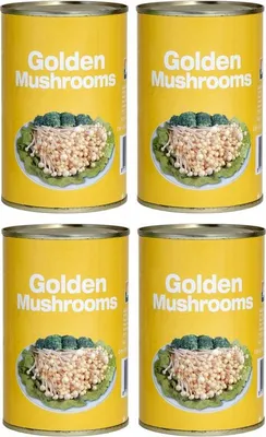 Produktbild von 4er-Pack Golden Mushrooms / Enoki / Enoidake / goldener Nadelpilz 4 x 425g/ 200g Abtropfgewicht