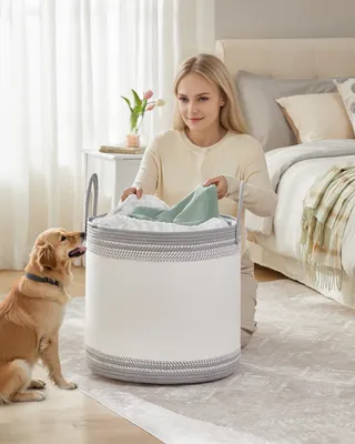 Produktbild von SONGMICS Wäschekorb, 90 L Wäschesammler, Aufbewahrungskorb mit Deckel