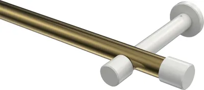 Produktbild von Interdeco Gardinenstange / Vorhangstange Messing Antik / Weiß, Typ Prestige Santo (Kappe) ohne Ringe, 20 mm Ø 1-läufig, 200 cm