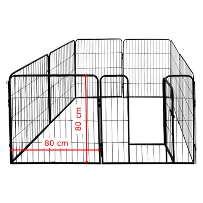 Produktbild von Petigi Welpenauslauf, Freilaufgehege aus pulverbeschichtetem Stahl, zusammenklappbar, Maschenweite 47 mm, inklusive Befestigung zur Verwendung im Garten, , Größe (B x H):80 x 80 cm (8x)