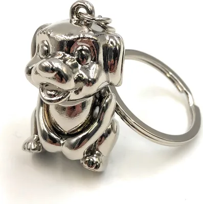 Produktbild von Onwomania Schlüsselanhänger Winkender Großer Hund Silber Metall Anhänger Charm