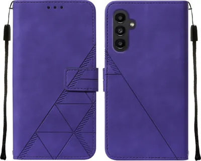 Produktbild von Galaxy A14 5G Hülle, Schlank Prägung Flip Leder Kartenfächer Schutzhülle mit Ständer für Samsung Galaxy A14 5G Lila