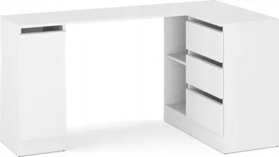 Zdjęcie produktu dla BIURKO, BIURKO NAROŻNE SZUFLADY BIAŁY MAT 155x85x78 cm