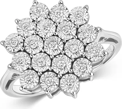 Produktbild von Funkelndes Feuer 9 Karat (375) Weißgold Cluster Diamant Damenring Brillant-Schliff 0.20 Karat H - I1 I2, 51 (16.2); TRS319679KWRSL