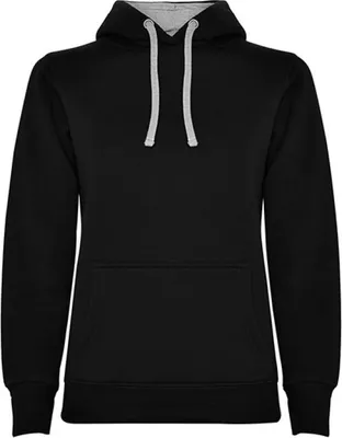 Produktbild von Roly SU1068 | Damen Urban  Hooded Sweatshirt, Tailliert - Farbe: Black 02/Heather Grey 58 - Größe: XXL