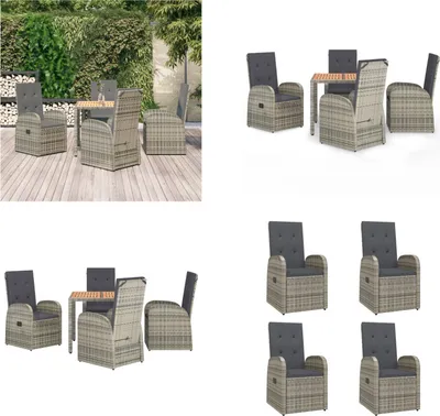 Image de vidaXL 5 pcs. Salon de jardin avec coussins Gris Poly Rotin - Salon de jardin - Salon de jardin - Salon Terrasse