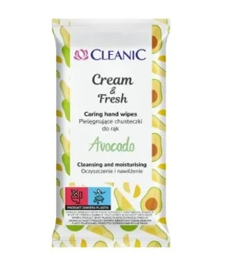Zdjęcie produktu dla Cleanic Cream & Fresh Chusteczki odswiezajace Avocado, 15 sztuk