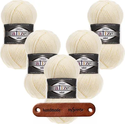 Produktbild von 5 x ALIZE Superlana Midi 1 Cream mit Label