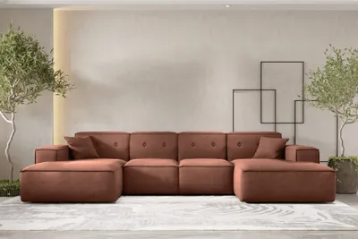 Produktbild von Wohnlandschaft Sofa U-Form CESINA in Stoff Opera Velvet Braun