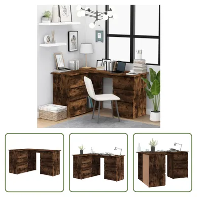 Produktbild von The Living Store Eckschreibtisch Räuchereiche 145x100x76 cm Holzwerkstoff