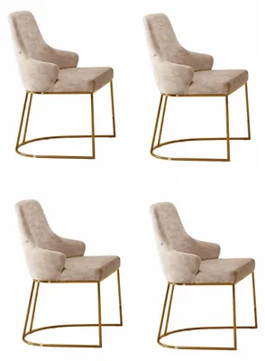 Image de 4 chaises, couleur beige, style moderne, confortables, minimalistes, design épuré