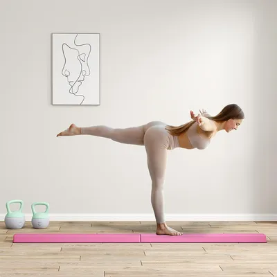 Produktbild von Balancetrainer Faltbarer Schwebebalken Rutschfest Balance Beam Turnbalken bis 80 kg für Kinder ab 3 Jahre 236 cm Hellrot