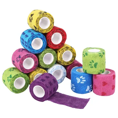 Produktbild von 14 Rollen selbsthaftende Bandage, elastische kohäsive Bandage, bequem und atmungsaktiv, für die Haustierpflege und den Sportschutz (5 cm x 4,5 m)