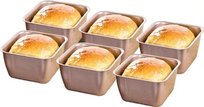 Produktbild von 6 Stück 7cm Kastenform, kleine Kuchenform, Backform aus Stahl mit Antihaftbeschichtung