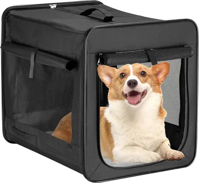 Image de Cage de transport pour animaux de compagnie - Sac de voyage pour chien - Transport sûr - Pliable et légère - 58x46x53 cm - Noir