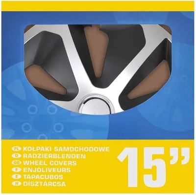 Obrázok produktu pre Sada krytov kolies Roco strieborná/čierna 15 palcová 4 kusy vo vitríne