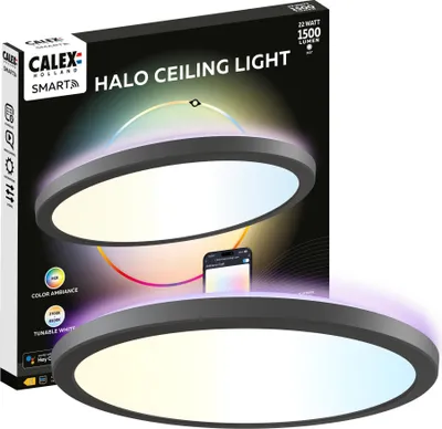 Produktbild von Calex Halo Smarte Deckenleuchte, 30cm, RGB- und Warmweißes Licht, Schwarz