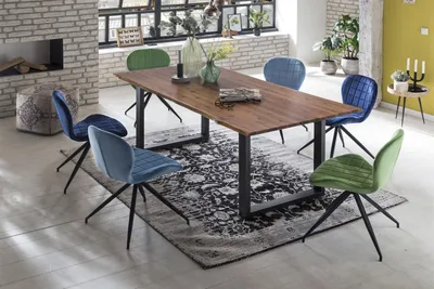 Produktbild von SIT Möbel Baumkante-Esstisch 200 x 100 cm | Tischplatte Akazie nussbaum-farbig | Gestell Stahl schwarz | B 200 x T 100 x H 77 cm | 07103-99 | Serie TABLES & CO