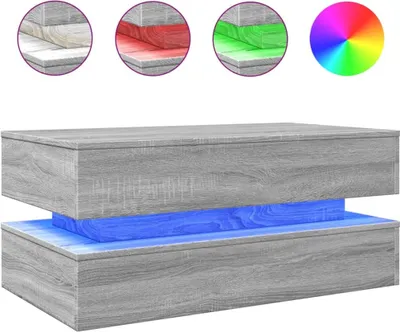 Produktbild von vidaXL Couchtisch mit LED-Leuchten Grau Sonoma 90x50x40 cm