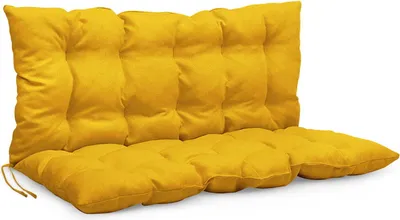Produktbild von Bankauflage 120 x 50 x 50 cm Kissen gelb - Sitzkissen & Rückenkissen aus Polsterstoff, mit weicher Füllung, mit Schnüren zum Binden - Bankkissen