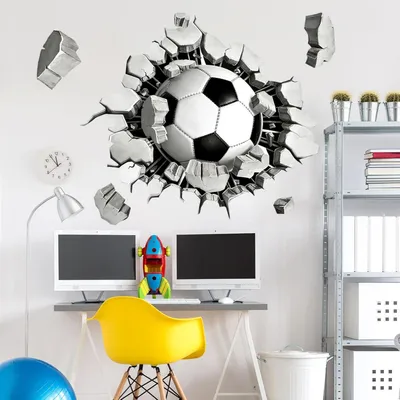 Produktbild von Fußball Wandtattoo 3D, selbstklebend, wasserdichtes Vinyl, für Kinderzimmer