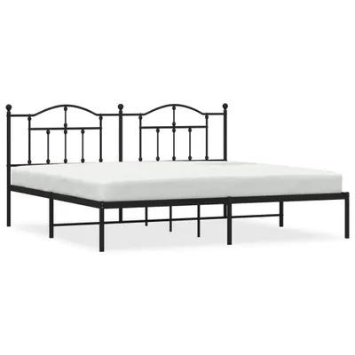 Image de vidaXL Cadre de lit avec tête de lit en métal noir 200x200 cm