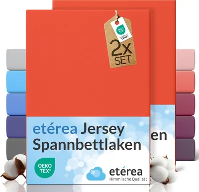 Obrázek produktu pro etérea Napínací prostěradlo z jersey, 2 ks – 140 × 200 cm – prostěradlo – 100 % bavlna – Terra