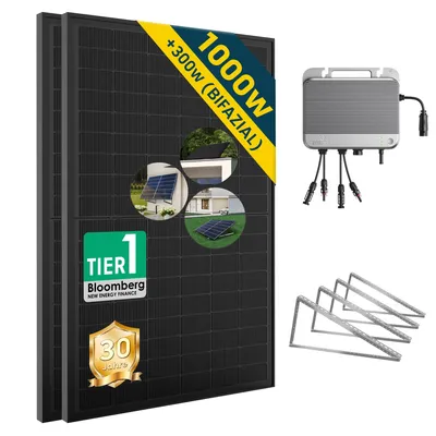 Produktbild von ALLDREI 1000W Balkonkraftwerk komplettset mit 800 Wechselrichter Solaranlage-Mit Flachdach Halterung