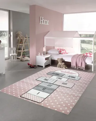 Zdjęcie produktu dla Dywan do pokoju dziecięcego dmuchany wzór różowy szary rozmiar - 200 x 290 cm