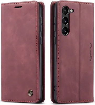 Produktbild von Galaxy S23+ Hülle, Retro Kunstledertasche mit Standfunktion Schutzhülle für Samsung Galaxy S23+ Rot