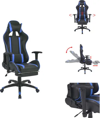 Produktbild von vidaXL Neigbarer Racing-Bürostuhl mit Fußstütze Blau -  Bürostühle