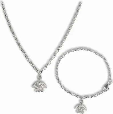 Produktbild von Teenie-Weenie Kinder Schmuck-Set Kette Armband 925 Silber Engel Zirkonia SDS19W