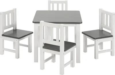 Produktbild von BOMI® Holzsitzgruppe mit 4 Stühlen aus Massiv Holz für Kleinkinder, Jungen und Mädchen